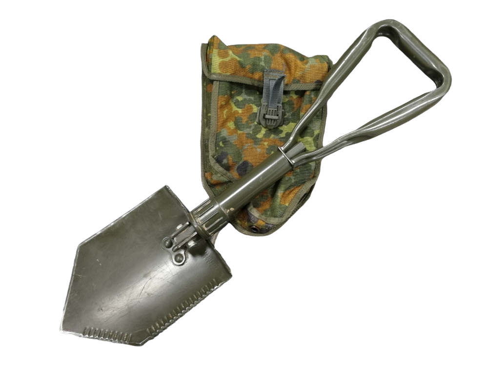 German Army Folding Shovel NATO Entrenching Tool with Flecktarn Pouch