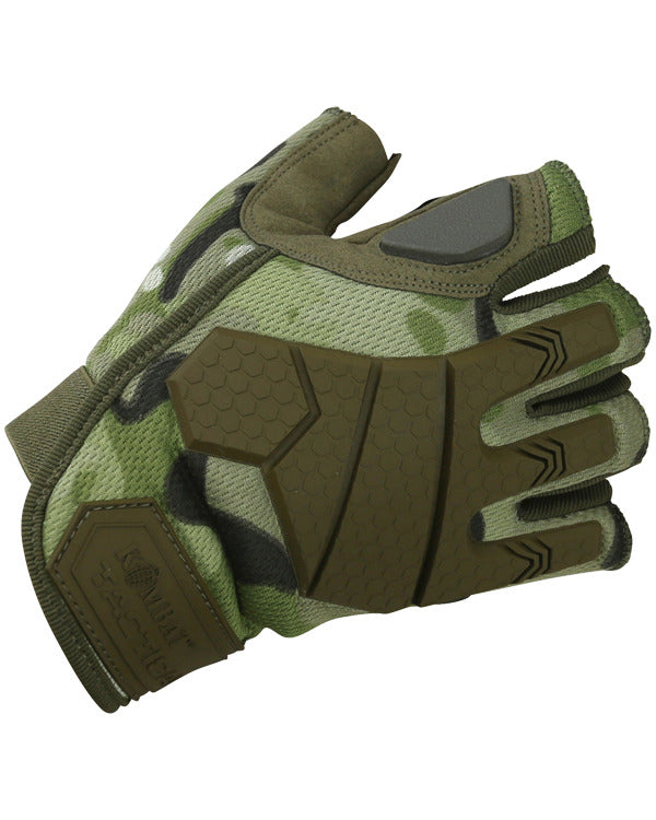 Camouflage Kombat Alpha Fingerless Tactical Gloves with palm reinforcments