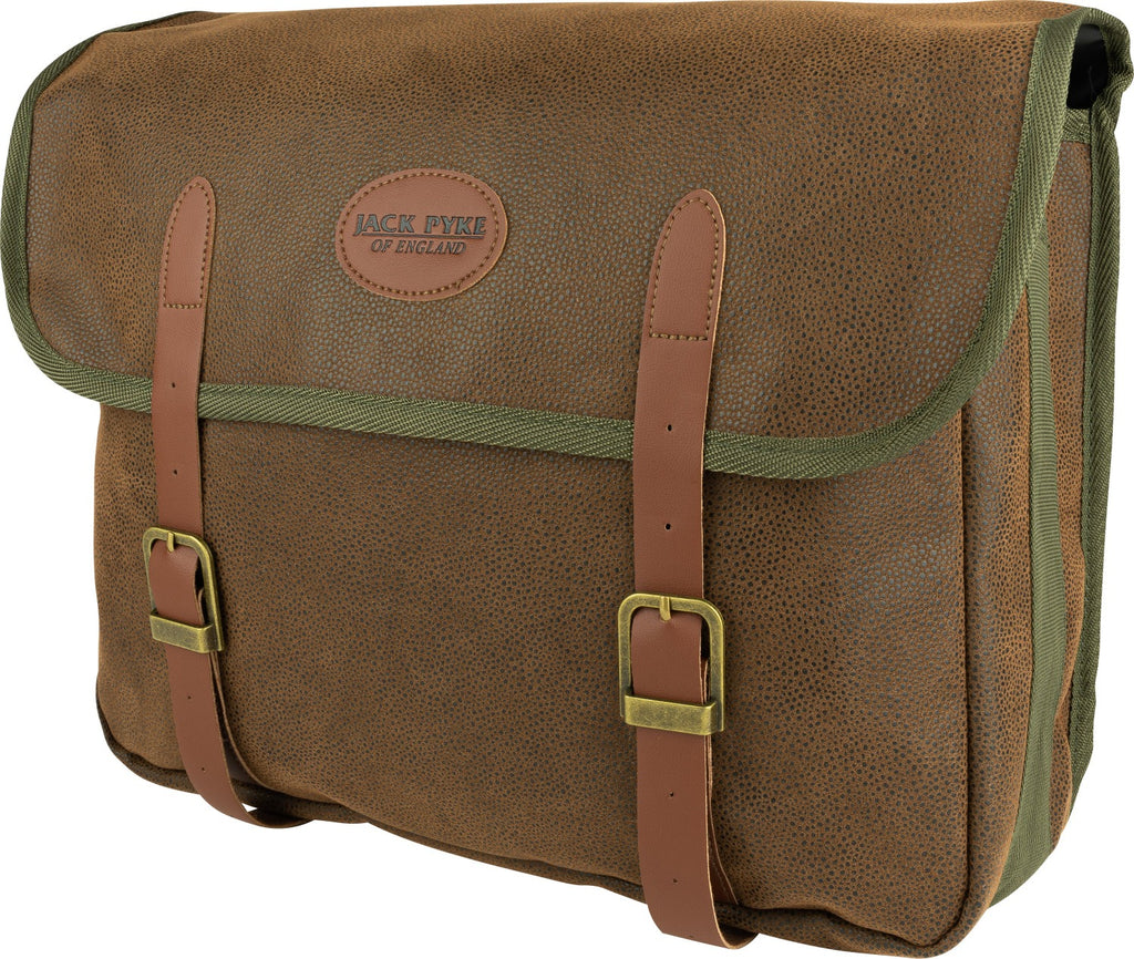 Jack Pyke Brown Duotex Cartridge Bag with traditional buckle and adjustable straps
