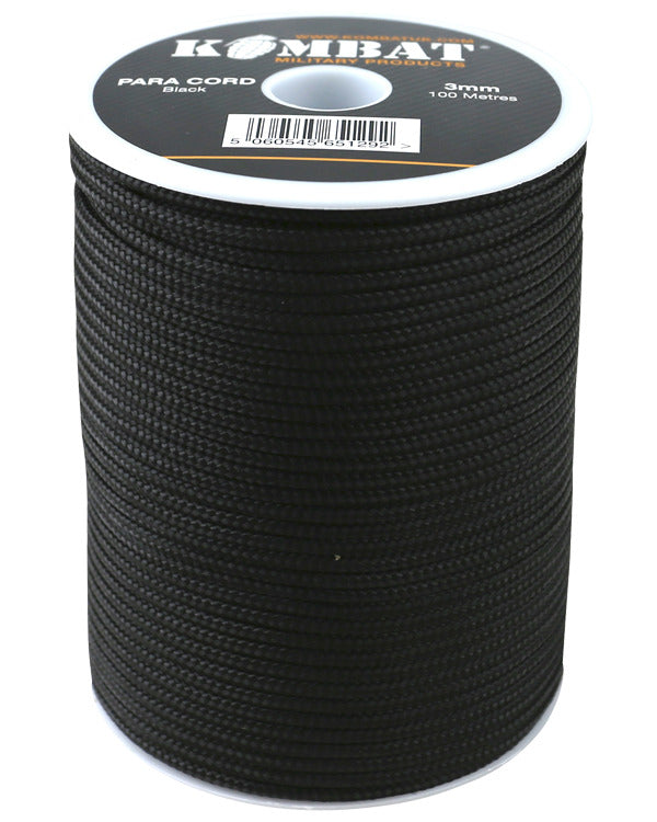 Kombat Paracord - 100m Reel - Black