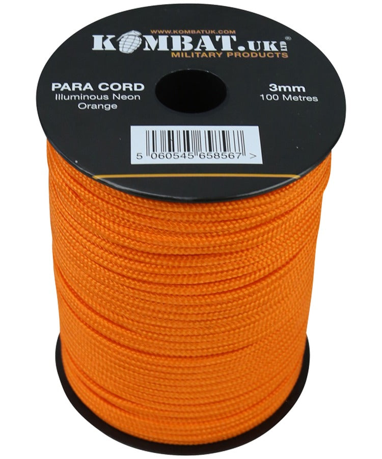 Kombat Paracord - 100m Reel - Neon Orange