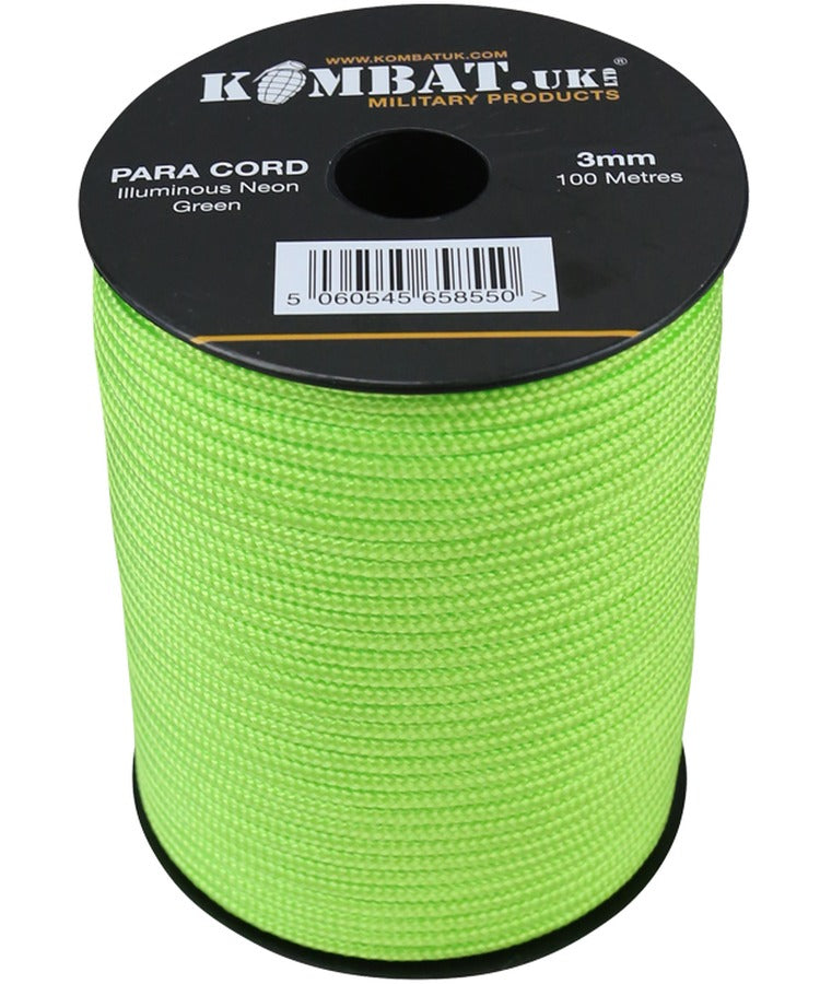 Kombat Paracord - 100m Reel - Neon Green