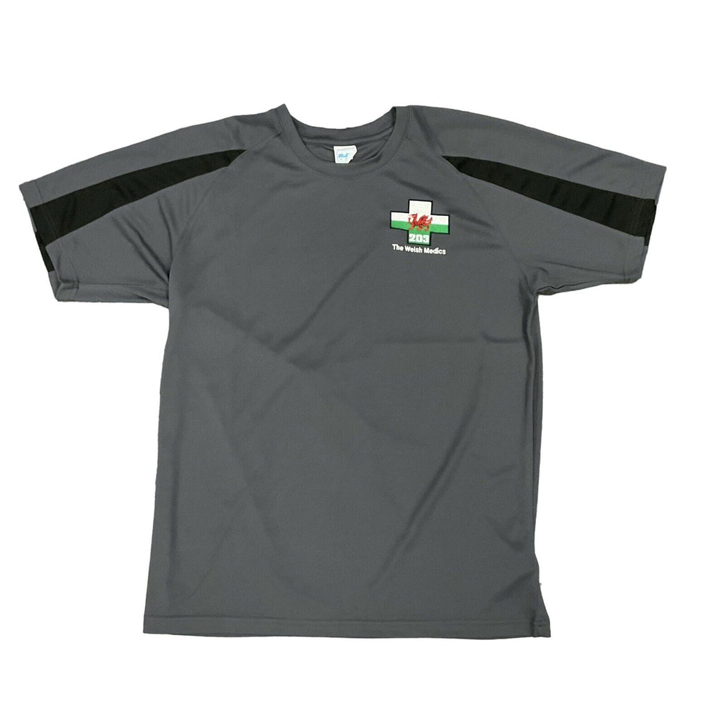 Welsh Medics 203 PT Wicking T-Shirt Grey Black - XL [RG28]