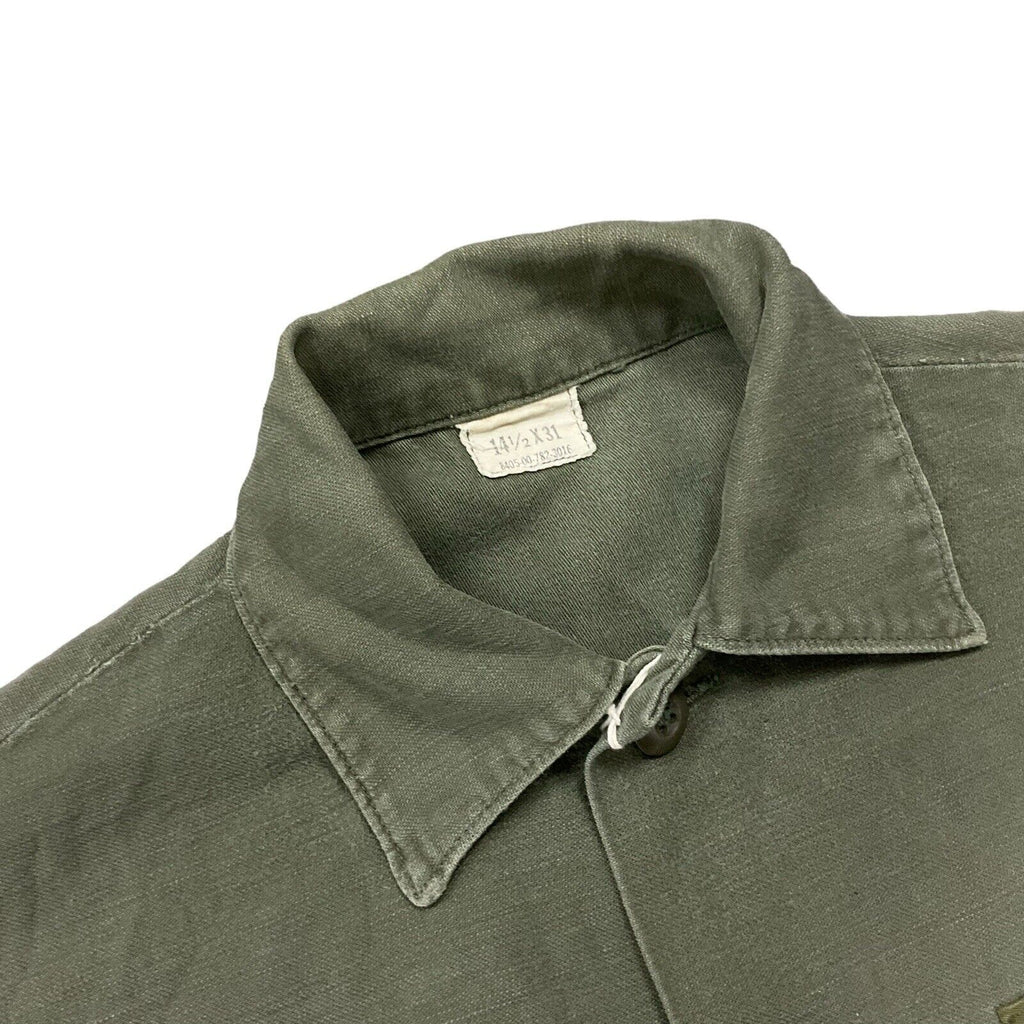 Vintage 1975 US Army OG 107 Cotton Sateen Utility Shirt 14.5