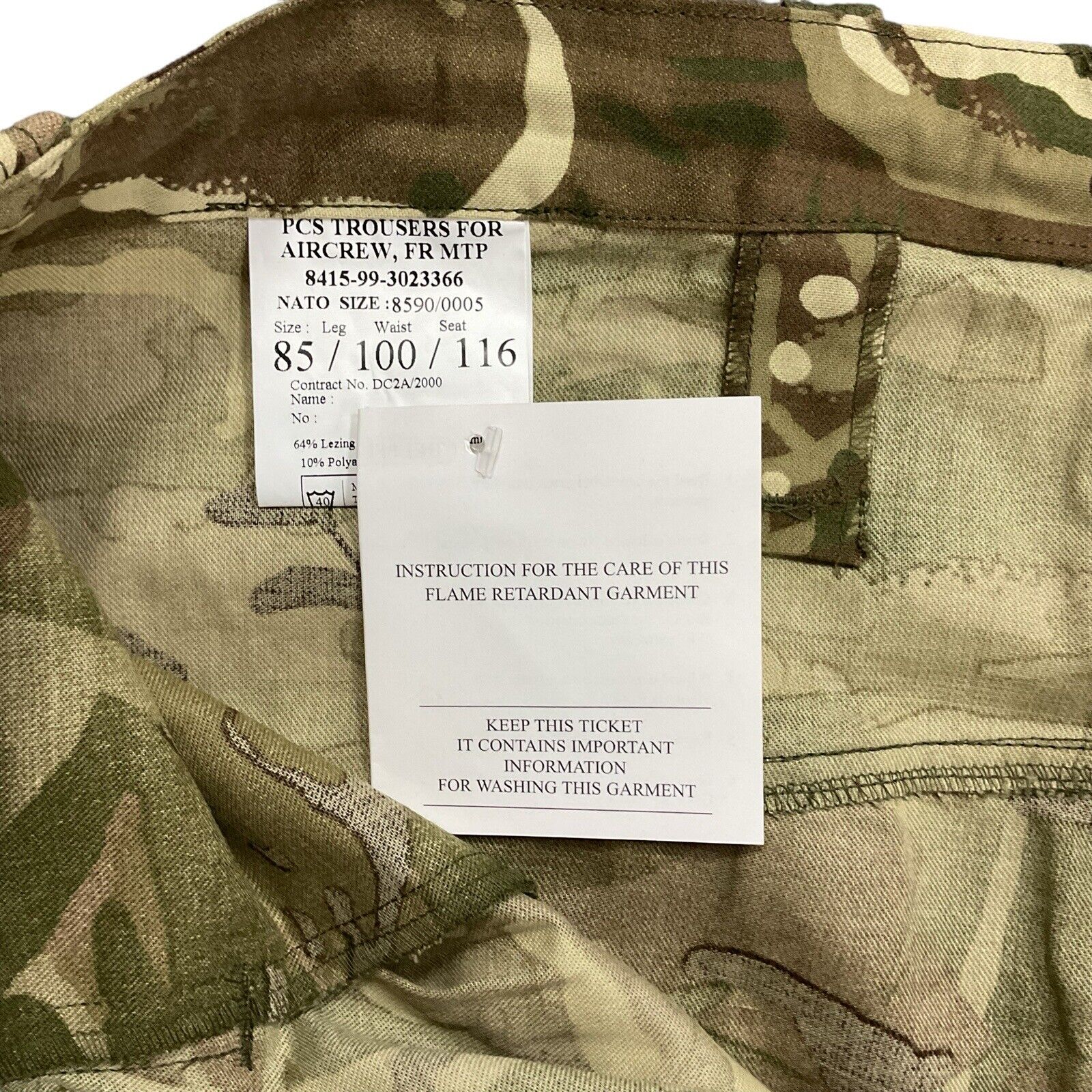 British Army RAF Issue PCS Aircrew Trousers MTP Camo Flame Resistant 8 ...