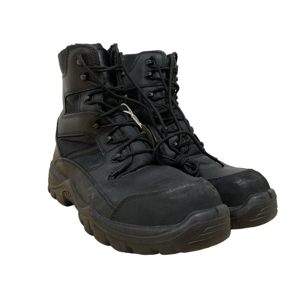 British Army Sterling Safety Black Hot Weather Steel Toe Boots UK Size 7M [JN82]