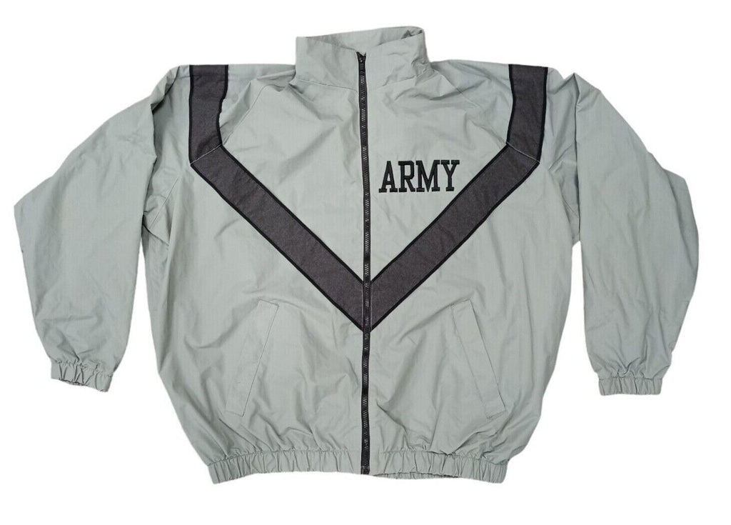Vintage US Army Grey PT Tracksuit Top Military Training Jacket IPFU