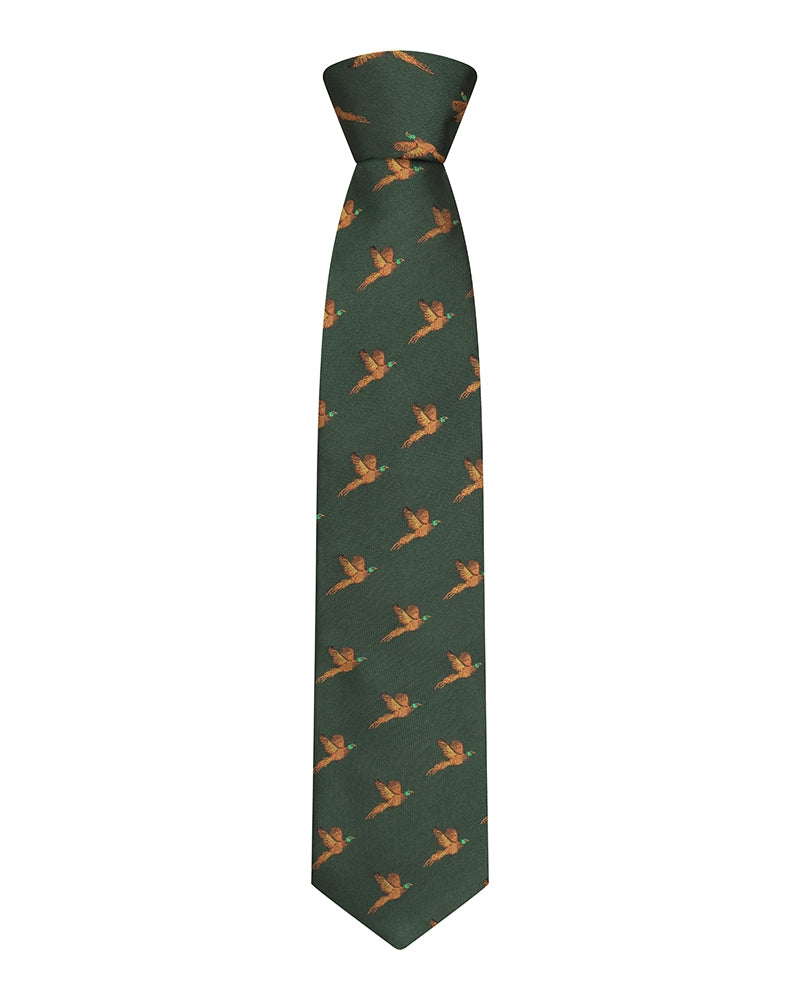 Hoggs of Fife 100% Silk Woven Pheasant Tie - Boxed - Green