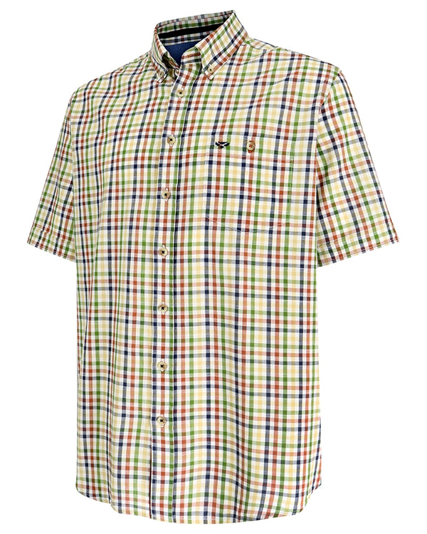 Hoggs of Fife Aberdour Short Sleeve Checked Shirt | Gold