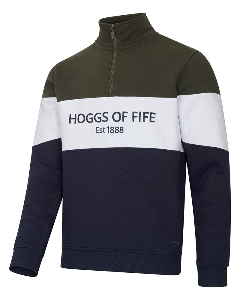Hoggs of Fife Dumfries 1888 1/4 Zip Fleece - Forest/White/Navy