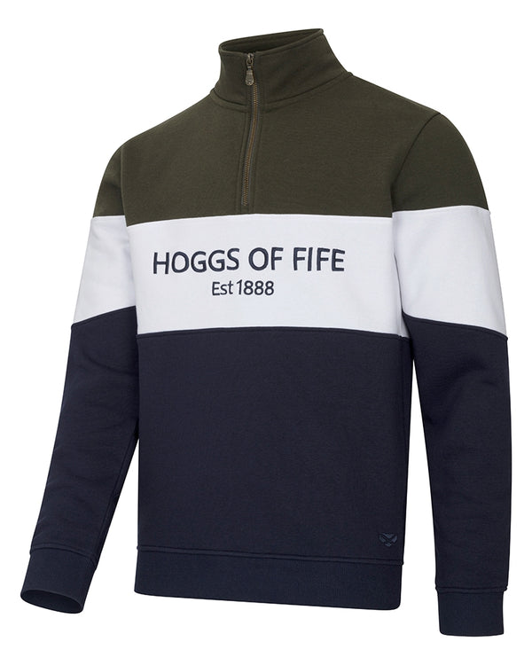 Hoggs of Fife Dumfries 1888 1/4 Zip Fleece - Forest/White/Navy