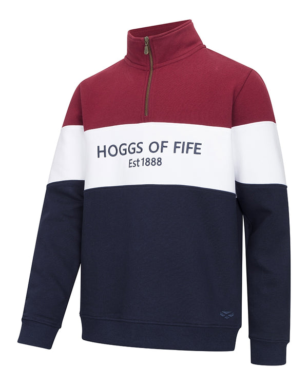 Hoggs of Fife Dumfries 1888 1/4 Zip Fleece - Burgundy/White/Navy