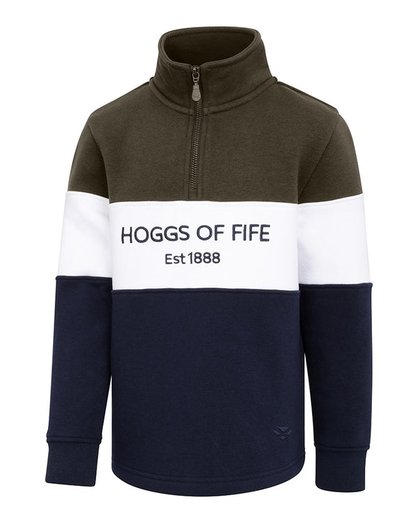 Hoggs of Fife Dumfries 1888 Junior 1/4 Zip Sweatshirt - Forest/White/Navy