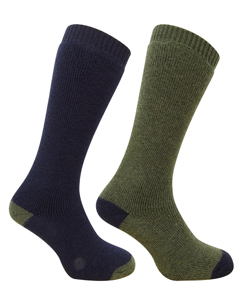 Hoggs of Fife Country Long Socks - Navy/Green (2 pack)