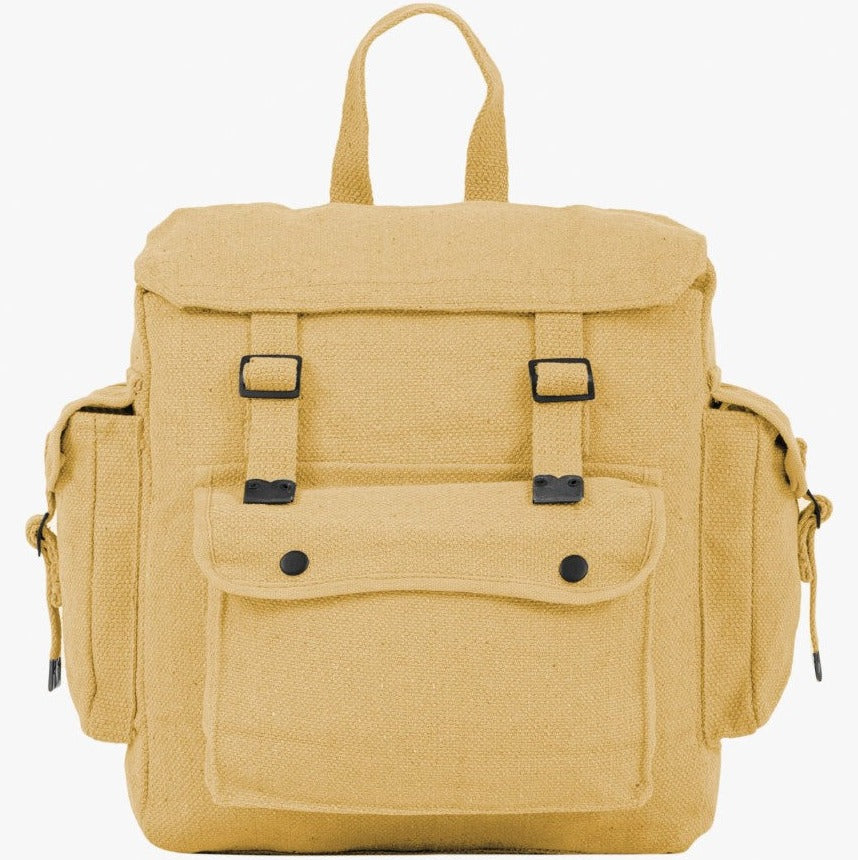 Highlander Large Webbing Backpack With Pockets - Beige