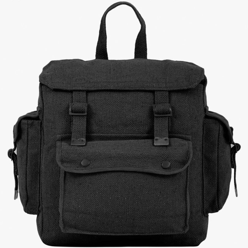 Highlander Large Webbing Backpack With Pockets - Black