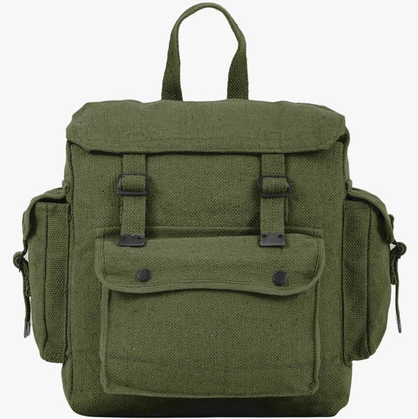 Highlander Large Webbing Backpack With Pockets - Olive