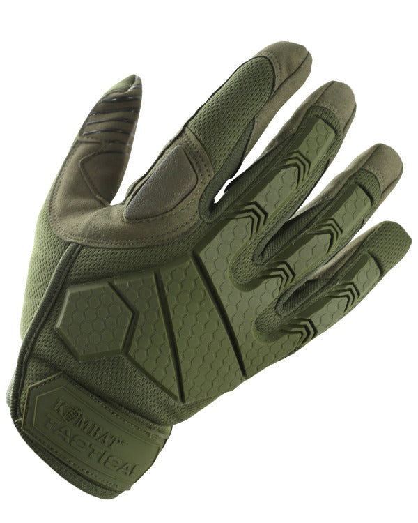 Olive Green Kombat Alpha Tactical Gloves with palm reinforcments