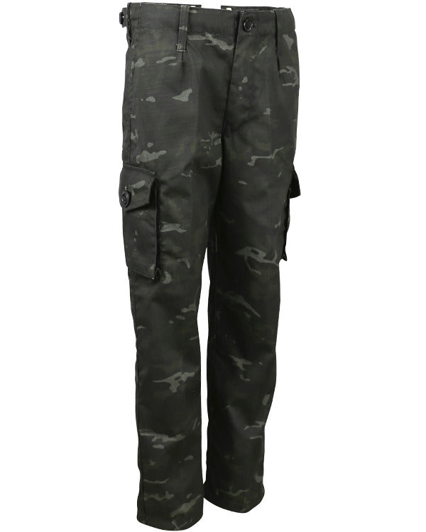 Kombat Kids BTP Black Camo Trousers with cargo pockets