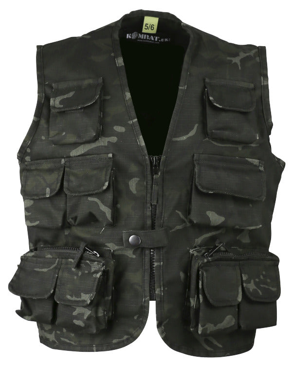 Kombat Kids BTP Black Camo Tactical Vest with 11 pockets