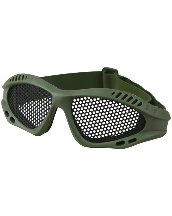 Kombat Olive Green Tactical Mesh Glasses with adjustable elastic straps