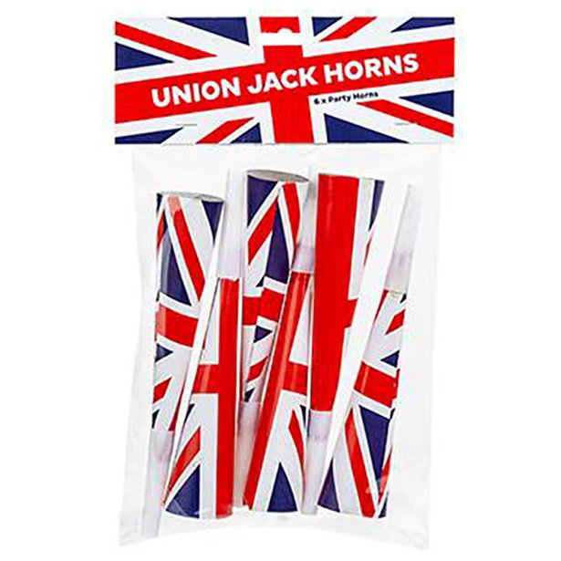Union Jack Party Horns (pack of 6)