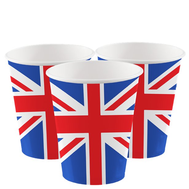 Union Jack Paper Cups - 250ml (pack of 8)