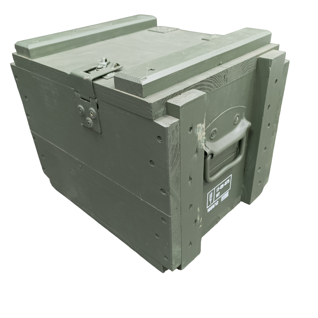 Danish Army Wooden Ammo Crate Olive Green HMAK Military Lockable Box - UNUSED