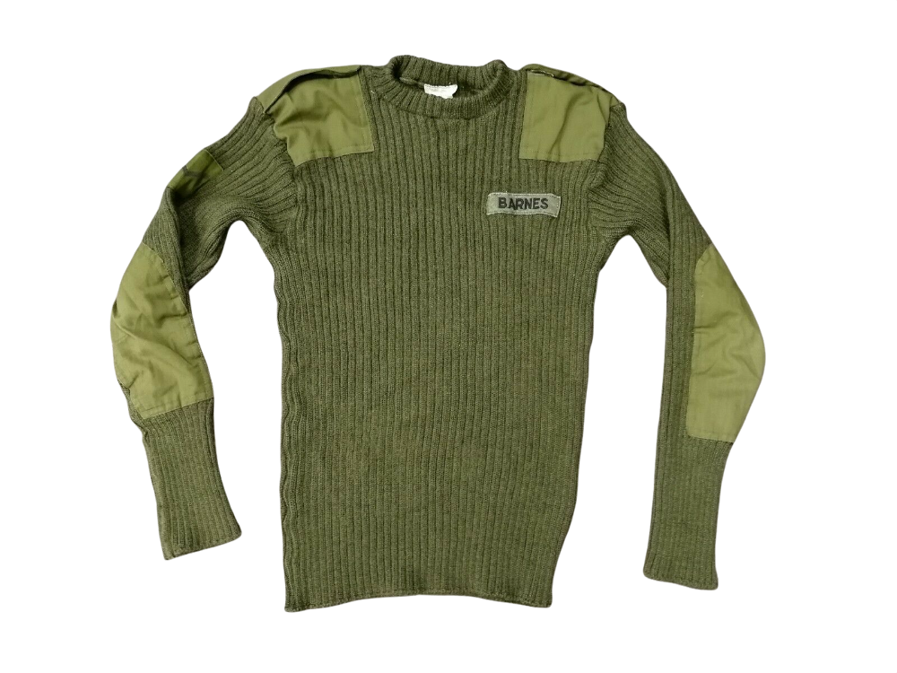 British Army 68 Pattern Green Heavy Jersey with epaulettes and patches on elbow and shoulder 