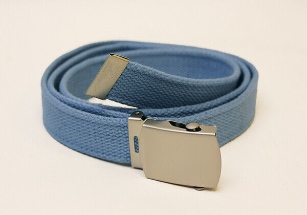 NATO Blue Cotton Trouser Belt with silver buckle