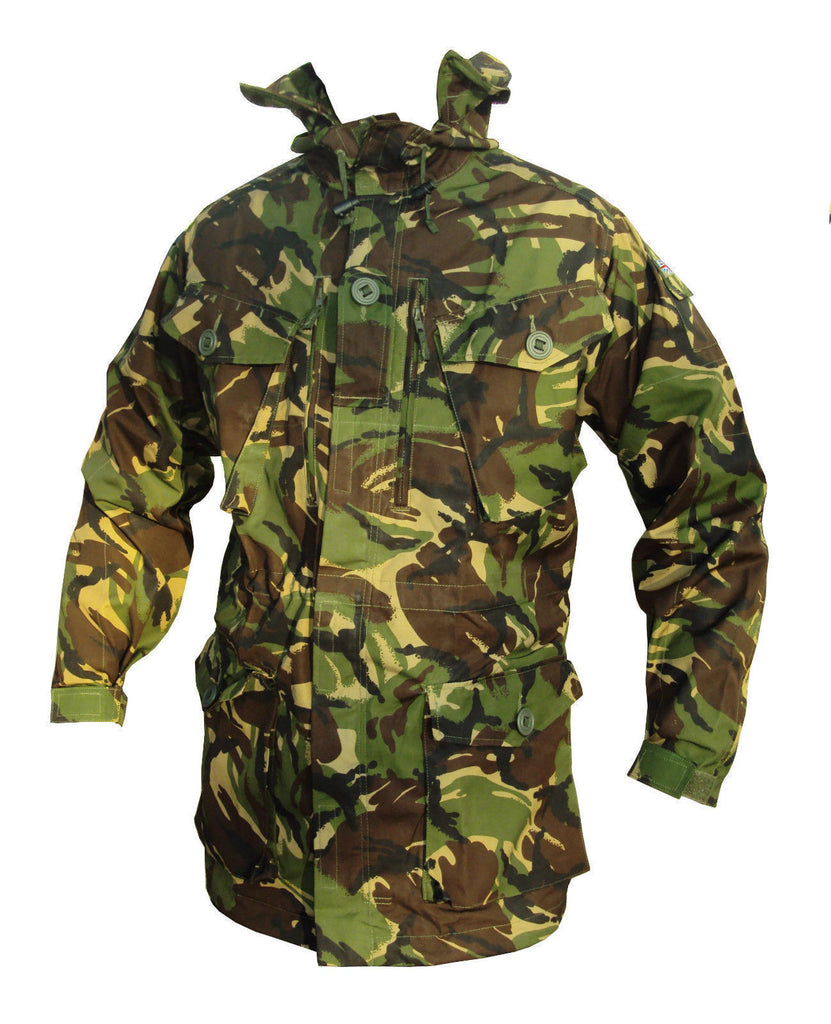 British Army DPM Windproof Smock with 2 large chest and waist pockets, velcro cuffs and elastic drawcords at the collar