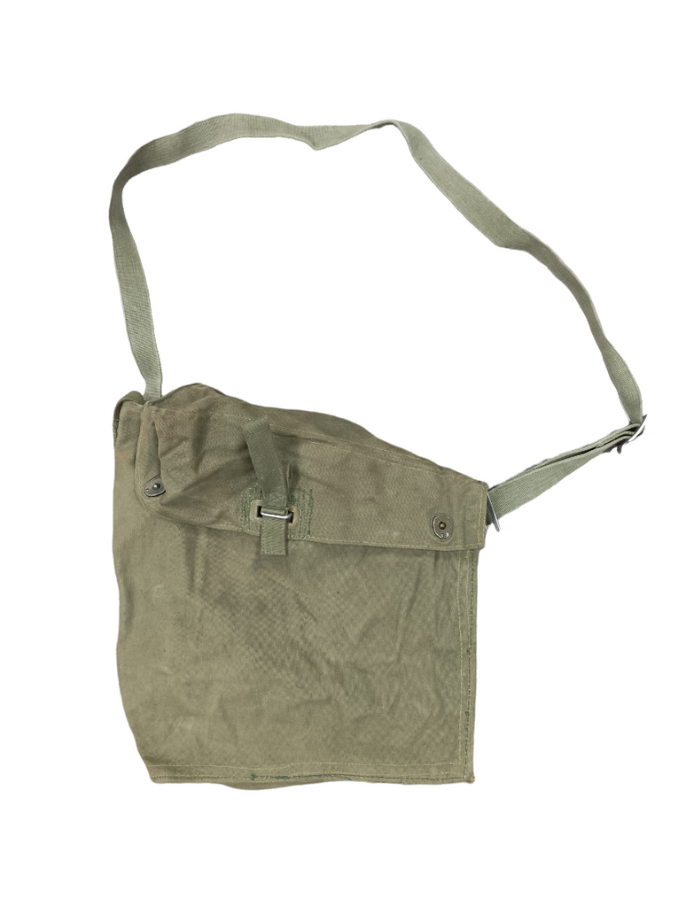 Swedish Army M51 Green Heavy Duty Respirator Bag with adjustable shoulder straps