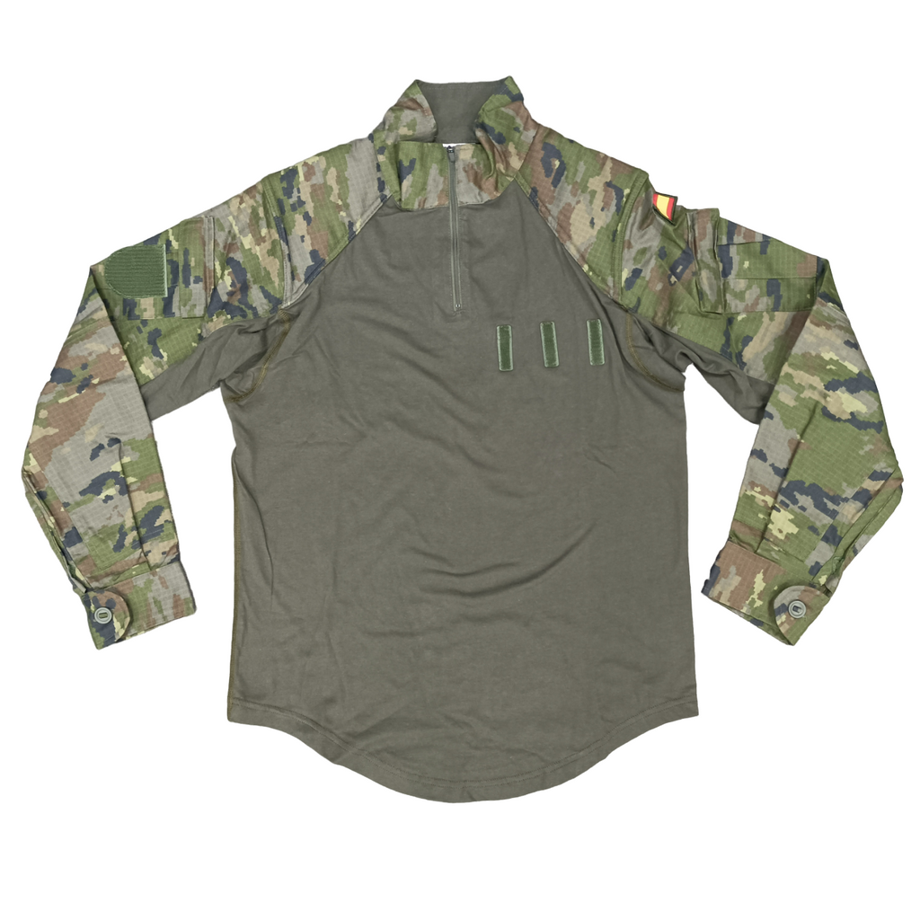 Spanish Army Pixel Camo UBAC Shirt with side patches and buttoned cuff