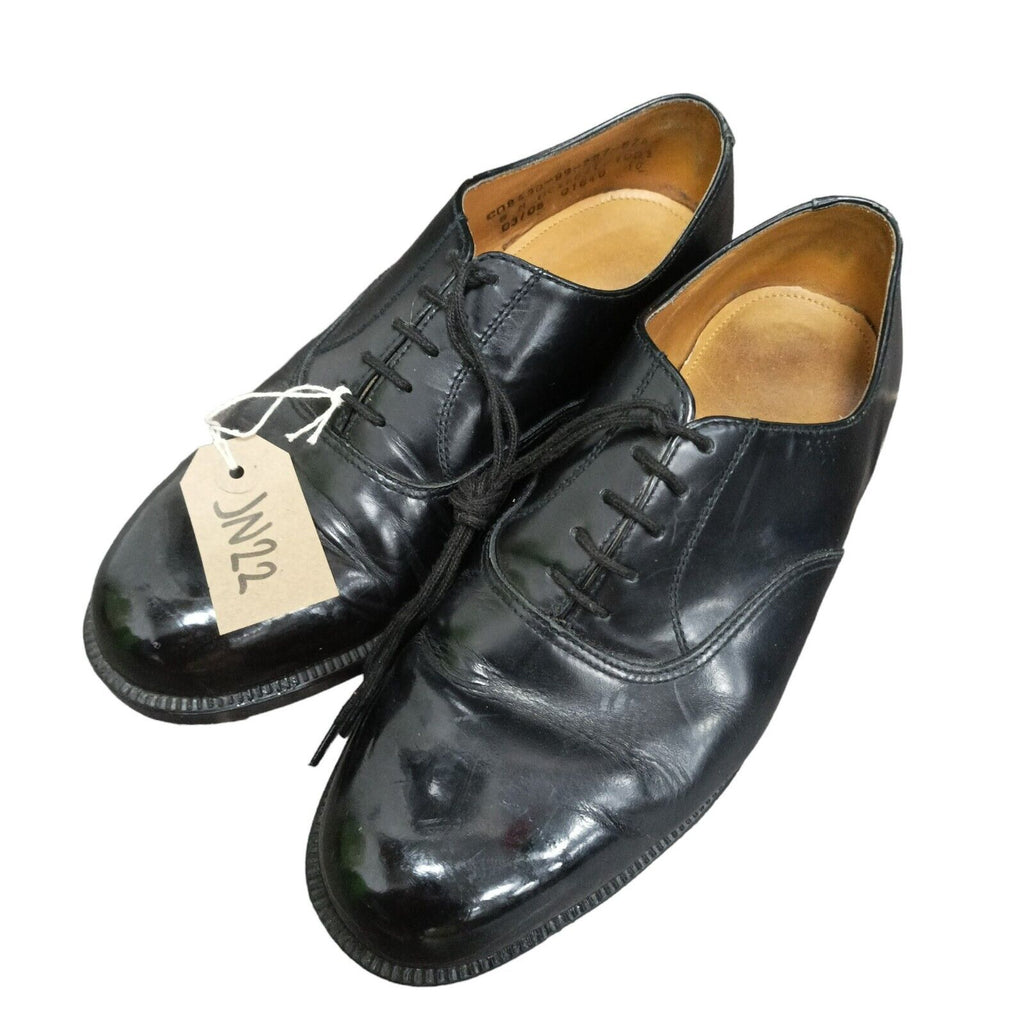 British Royal Navy Black Leather Parade Shoes - Size 8M  [JN22]