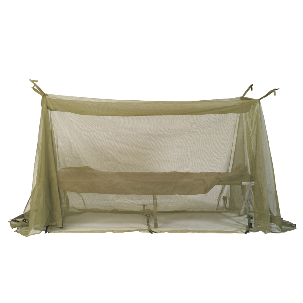 British Army Personal Mosquito Net Cot Bed Cover with Wooden Poles - NEW