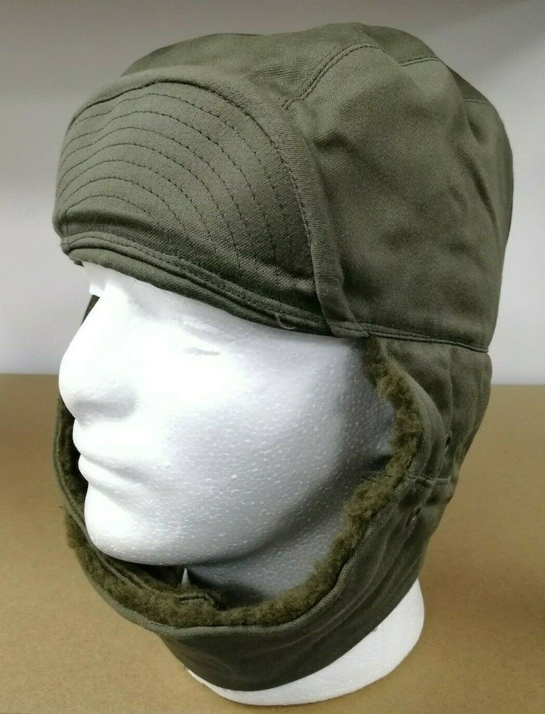 French Army Olive Green Winter Hat with fold down ear flaps 