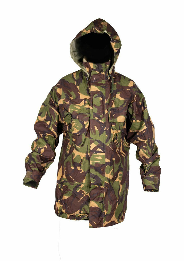 British Army DPM Goretex Waterproof Jacket with velcro cuffs, drawstrings around waist and chest pockets