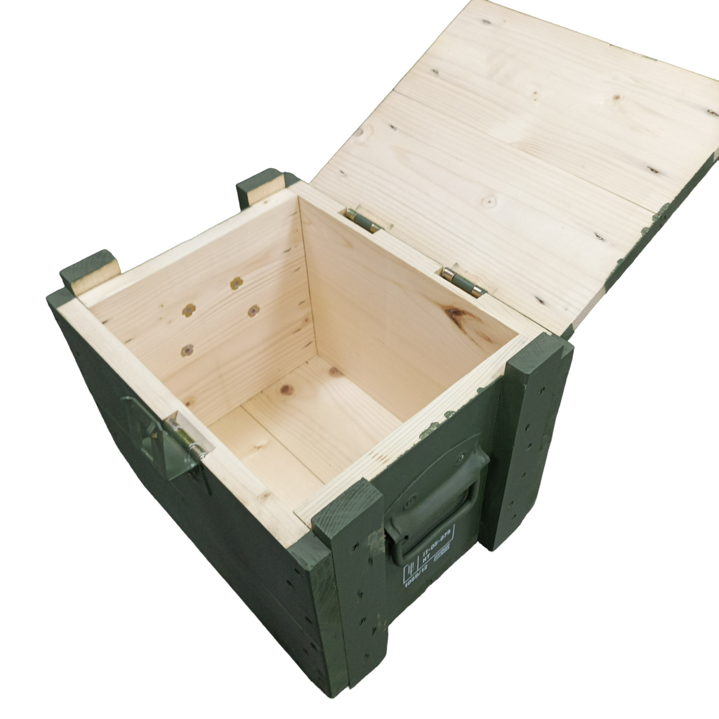 Danish Army Wooden Ammo Crate Olive Green HMAK Military Lockable