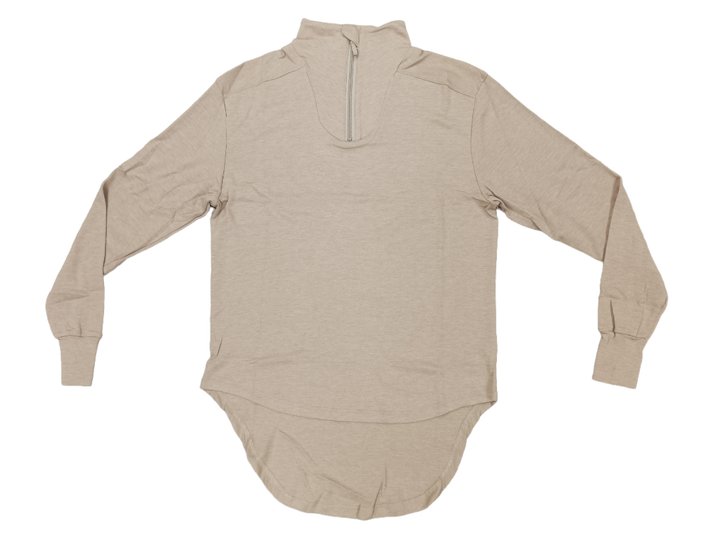 British Army Flame Resistant Thermal Tanned Undershirt with front 1/4 zip and thumb cuffs