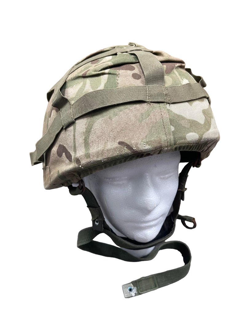 British Army MK6a Combat Helmet & MTP Cover with inside protective kit and straps