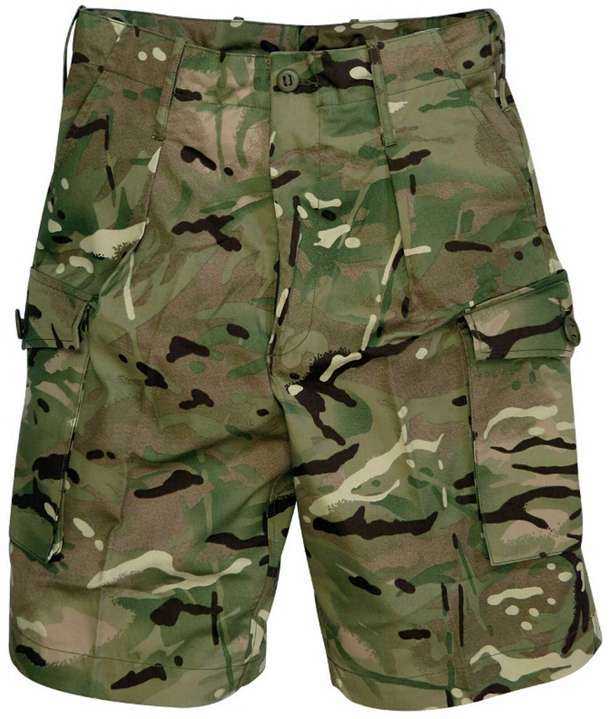 British Army MTP Camouflage Combat Shorts with 2 waist pocket, 2 leg pockets and zip fly