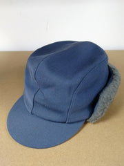 East German Blue Winter Chapka Hat with furred flaps