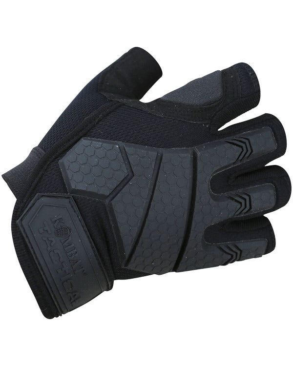 Black Kombat Alpha Fingerless Tactical Gloves with palm reinforcments