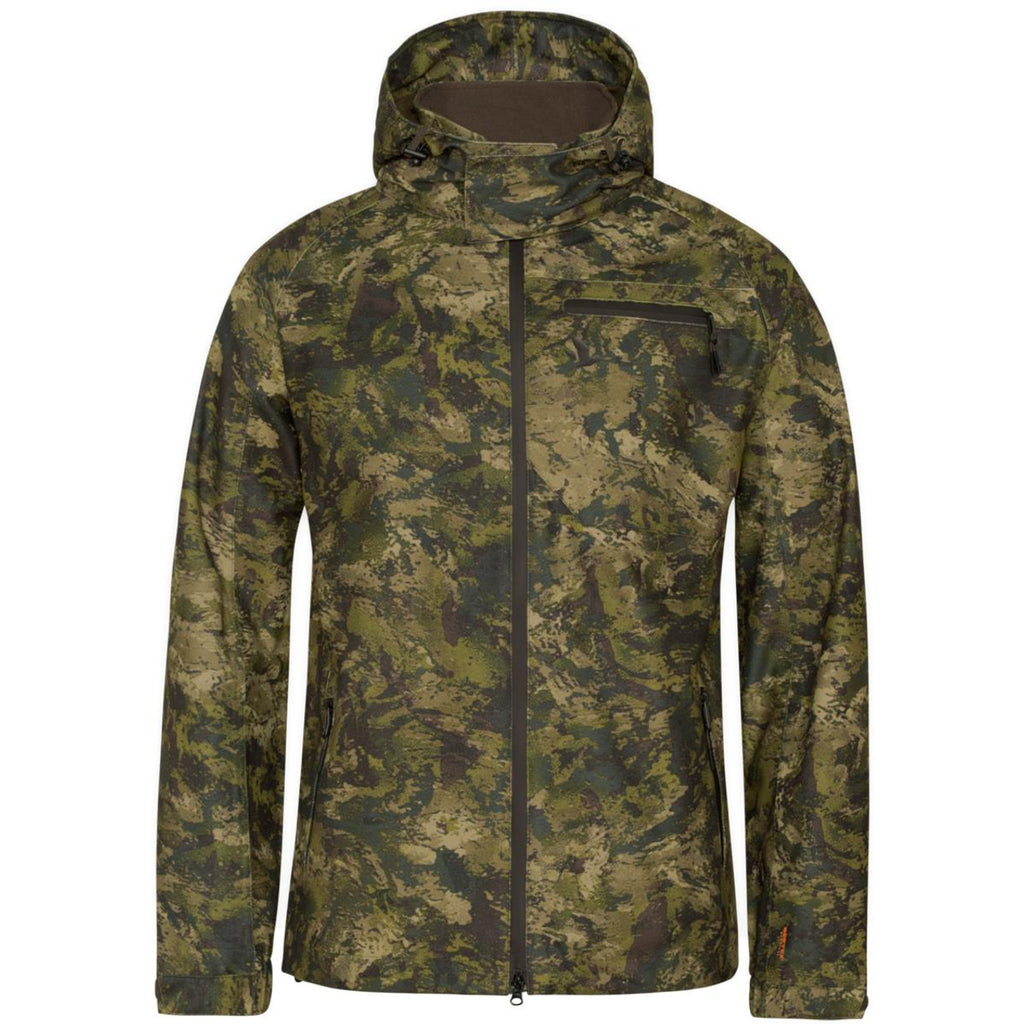 Seeland Avail Camo Jacket with 2 way zip and zipped pockets and peaked hood