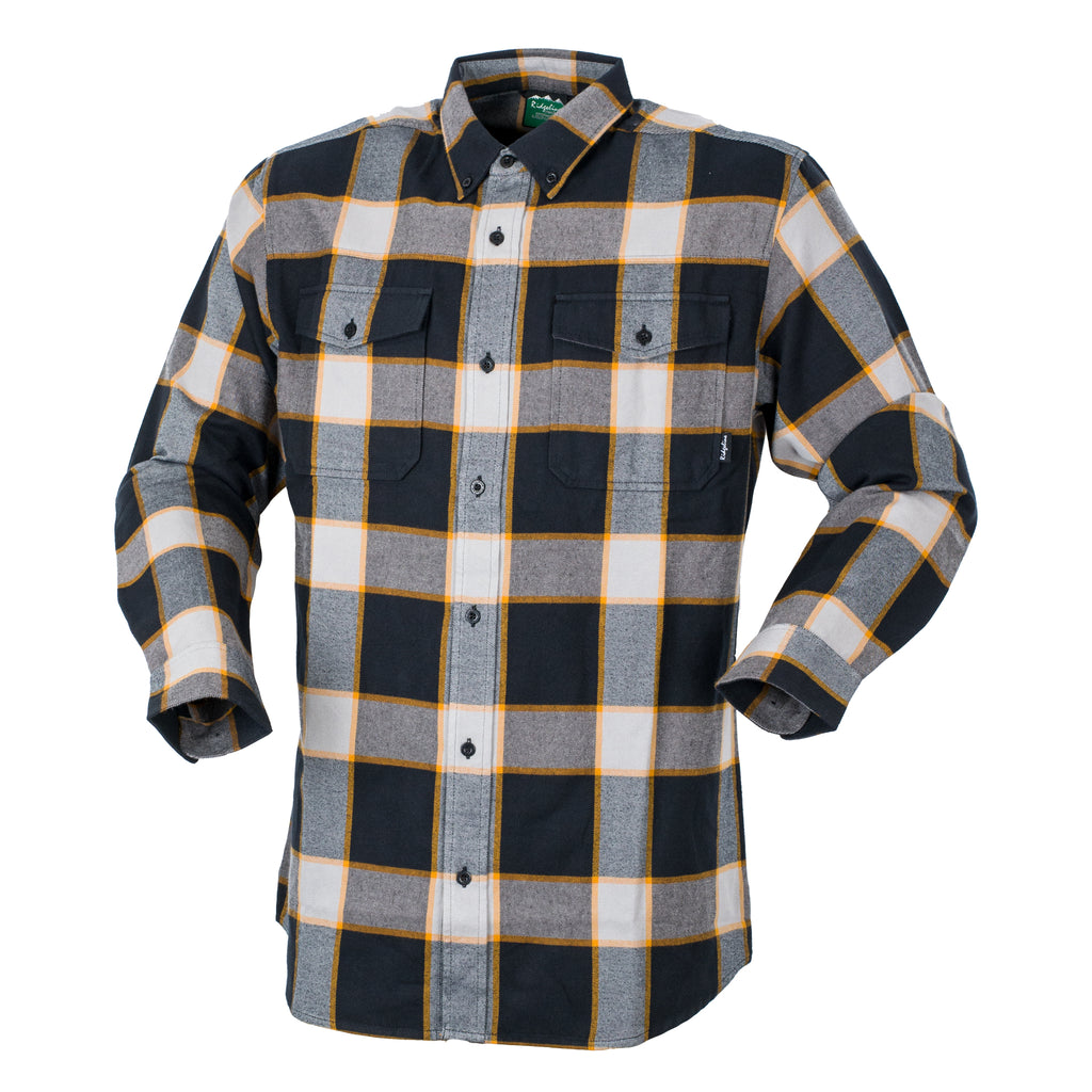 Ridgeline Yellow and Black Backcountry Checked Shirt with buttoned collar
