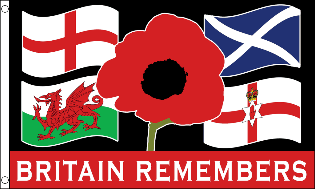 Britain Remembers Remembrance Day Flag with 2 eyelets