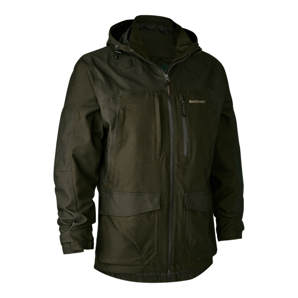 Olive Green Deerhunter Chasse Jacket with drawstrings and detachable hood