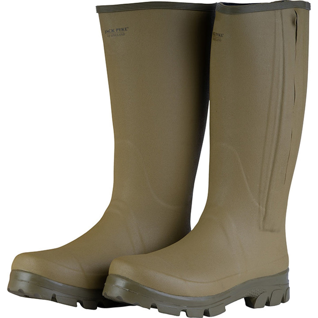 Jack Pyke Ashcombe Zipped Green Wellington Boot with high grip rubber sole