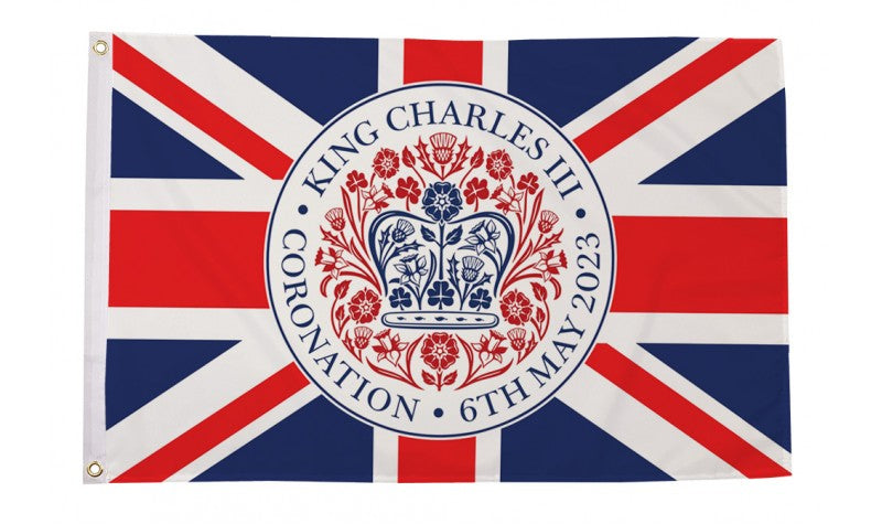 King Charles III Coronation Logo (Union Background) Flag (5ft x 3ft)