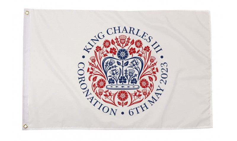 King Charles III Coronation Logo (White Background) Flag (5ft x 3ft)